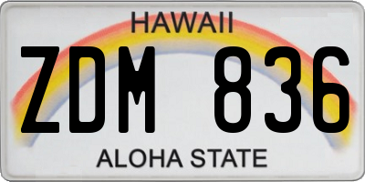HI license plate ZDM836
