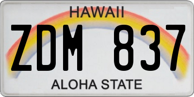 HI license plate ZDM837