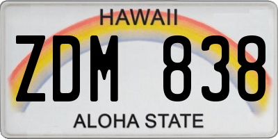 HI license plate ZDM838
