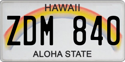 HI license plate ZDM840