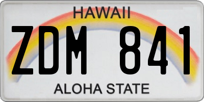 HI license plate ZDM841
