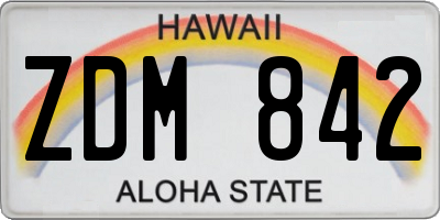HI license plate ZDM842