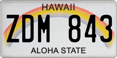 HI license plate ZDM843