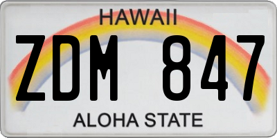 HI license plate ZDM847