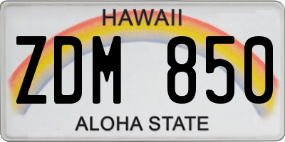 HI license plate ZDM850