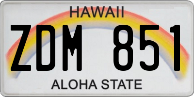 HI license plate ZDM851