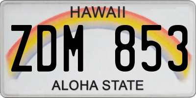 HI license plate ZDM853