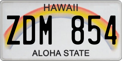 HI license plate ZDM854