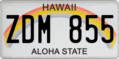 HI license plate ZDM855