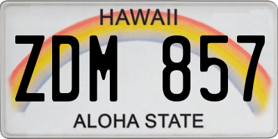 HI license plate ZDM857