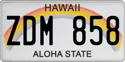 HI license plate ZDM858