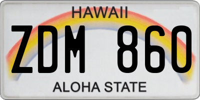 HI license plate ZDM860