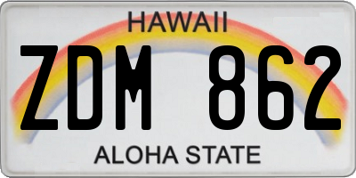 HI license plate ZDM862