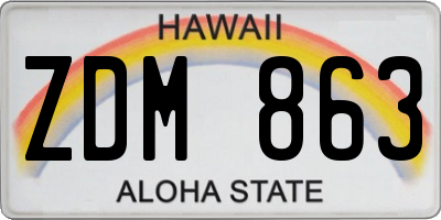 HI license plate ZDM863