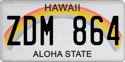 HI license plate ZDM864