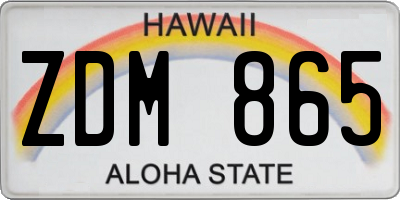 HI license plate ZDM865