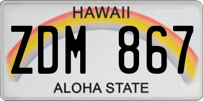 HI license plate ZDM867