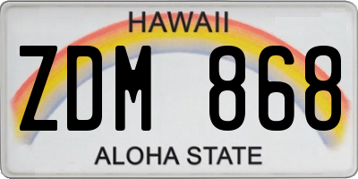 HI license plate ZDM868