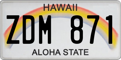 HI license plate ZDM871