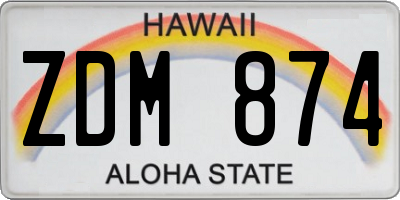 HI license plate ZDM874