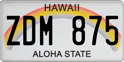 HI license plate ZDM875