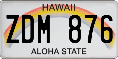 HI license plate ZDM876