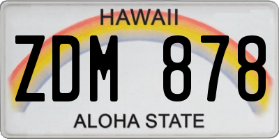 HI license plate ZDM878