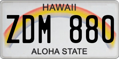 HI license plate ZDM880