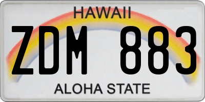 HI license plate ZDM883