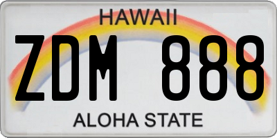 HI license plate ZDM888