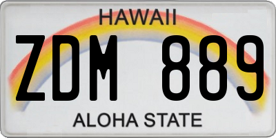 HI license plate ZDM889