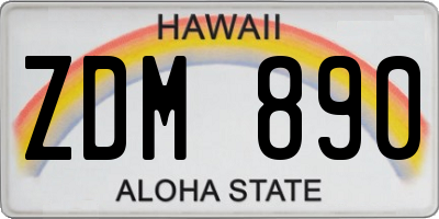 HI license plate ZDM890