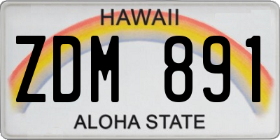 HI license plate ZDM891