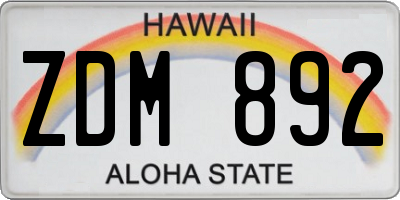 HI license plate ZDM892