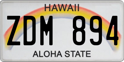 HI license plate ZDM894