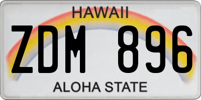 HI license plate ZDM896