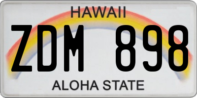 HI license plate ZDM898