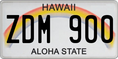 HI license plate ZDM900