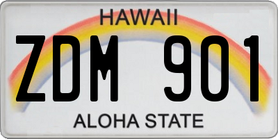 HI license plate ZDM901