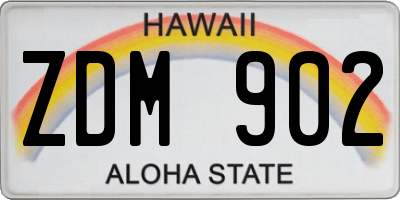 HI license plate ZDM902