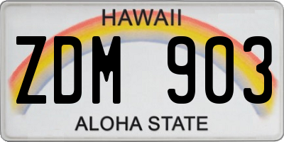 HI license plate ZDM903
