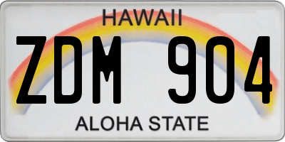 HI license plate ZDM904