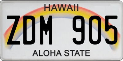 HI license plate ZDM905
