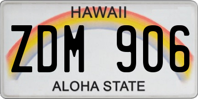 HI license plate ZDM906