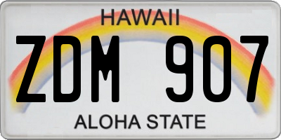 HI license plate ZDM907