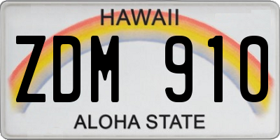 HI license plate ZDM910