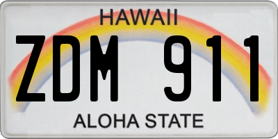 HI license plate ZDM911