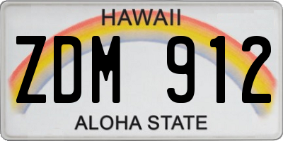 HI license plate ZDM912