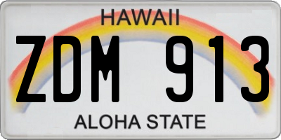 HI license plate ZDM913