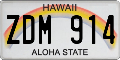 HI license plate ZDM914